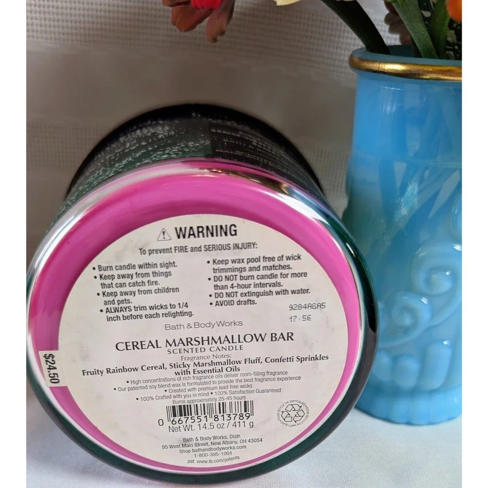 Bath & Body Works Cereal Marshmallow Bar 3-Wick Candle Cosmic Star Wrap NEW - Picture 7 of 7